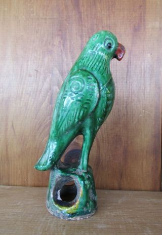 Ming Dynasty Green Parrot Cizhou Sancai Bird Chinese Dynastic Glazed Figurine