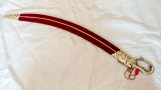 Handcrafted Indian Rajput Wedding Sword With Sheath Golden Lion Face Hilt