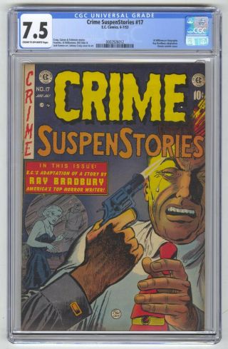 Crime Suspenstories 17 Cgc 7.  5 Ec Comic Classic Suicide Cover Horror