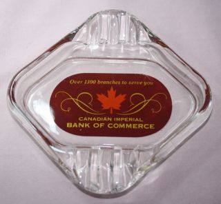 Canadian Imperial Bank Of Commerce - Ashtray - Cibc - Glass With Acl Vtg.