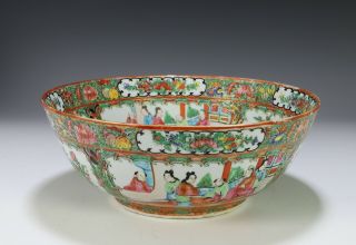 Large Antique Chinese Rose Medallion Porcelain Bowl