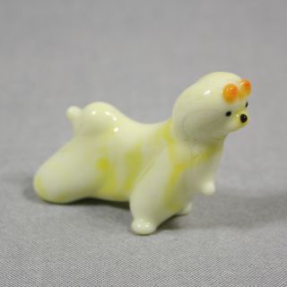 Maltese Dog Collectible Animal Figurine Blown Glass Lampwork Handmade