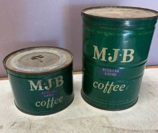 Highly Collectible Vintage Mjb 1 & 2 Lbs Coffee Tins San Francisco Ca