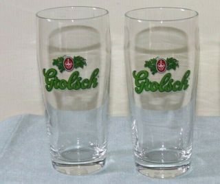 Set Of 2 Grolsch 16 Oz Pint Beer Glasses 6 1/2 Inch