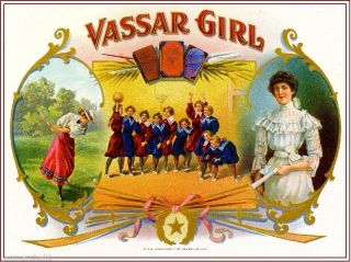 1909 Vassar Girl College Smoke Vintage Cigar Tobacco Box Crate Label Art Print