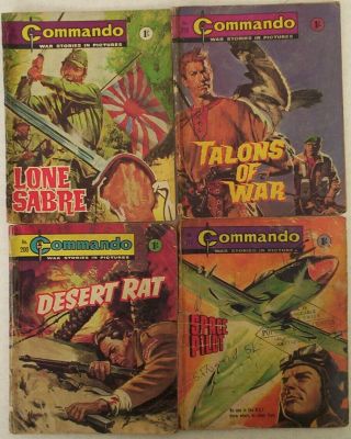 1966.  Four X " Commando " War Pic.  Comics.  