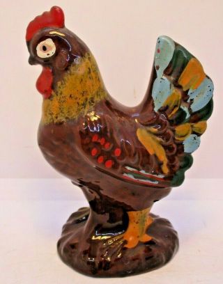 Rooster Chicken Hand Painted Ceramic Vintage Kinda Ugly : -)