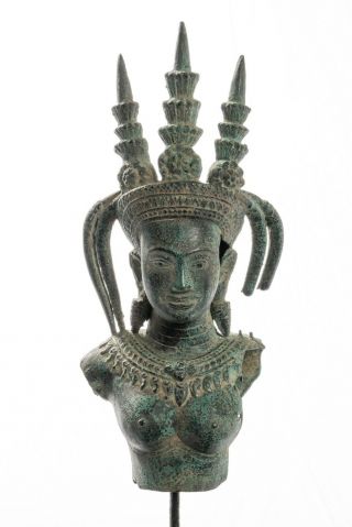 Antique Khmer Style Bronze Angkor Wat Apsara Or Angel Statue - 62cm/25 "