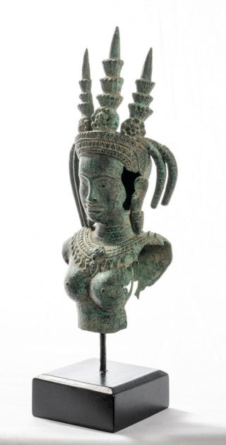 Antique Khmer Style Bronze Angkor Wat Apsara or Angel Statue - 62cm/25 