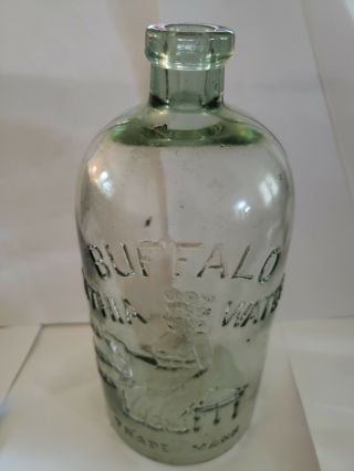 " Buffalo Lithia Water " Antique Bottle - 10 In.  - Light Blue -.