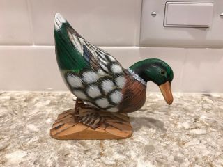 Hand Carved And Hand Painted Duck Figurine
