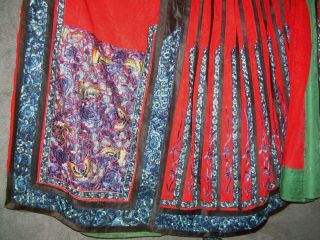 Antique Chinese Skirt BUTTERFLYS & FLOWERS Silk Embroidery Textile 11