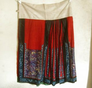 Antique Chinese Skirt Butterflys & Flowers Silk Embroidery Textile