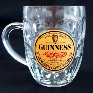 Guinness Extra Stout 16oz Dimpled Glass Beer Tankard Mug St James Gate Dublin