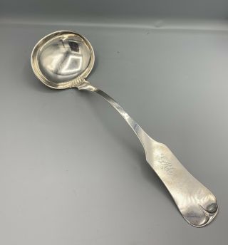 Bushnell Willey Cincinnatti Coin Silver 14” Soup Punch Ladle Monogrammed 1829 - 36