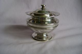 Antique Solid Silver Mustard Pot With Hinged Lid Birmingham 1910 195 Grams