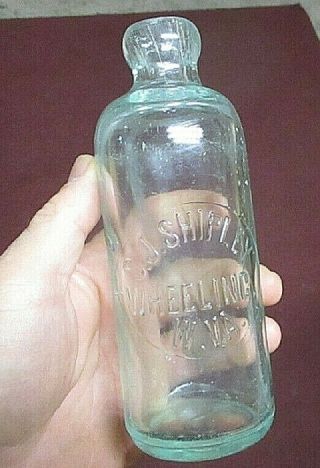Antique Embossed Hutch Bottle S.  J.  Shipley Wheeling,  W.  V.