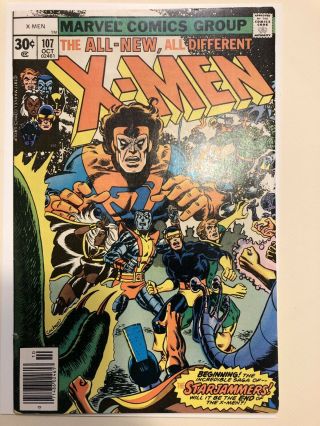 Uncanny X - Men 107,  Vf 7.  0,  (1977) 1st Gladiator,  Raza,  Oracle,  Tempest,  Smasher