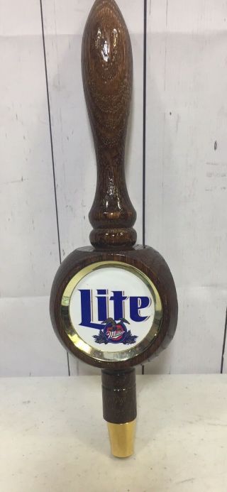 Vintage Miller Lite Beer Tap Handle Wooden Tapper 12 " Bar Room Man Cave Shifter