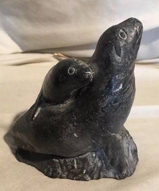 Wolf Canada Handmade Soapstone Carving 2 - Seals W/ Tags