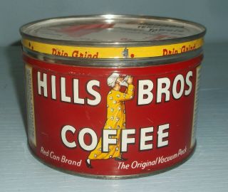 Vintage Hills Bros 1 Pound Coffee Can W/ Cannon Towel Advertising Lid