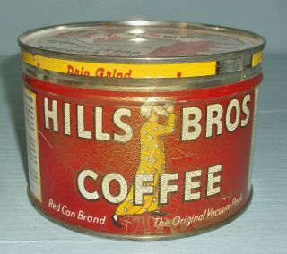 Vintage Hills Bros 1 Pound Coffee Can w/ Cannon Towel Advertising Lid 3