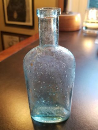 Antique Myers Sprinkling Washing Blue Cleaning Bottle,  Philadelphia,  1800 