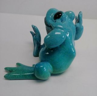 Vintage Kitty ' s Critters Frog hear No Evil Aqua Blue Signed no box 5