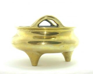 An 18th/19th Century Chinese Polished Bronze Tripod Censer or Incense Burner 4