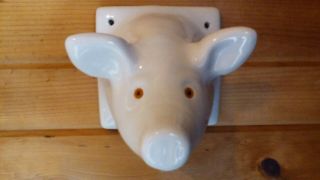 " Pig " Ceramic Towel Holder Wall Mount White