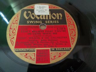 Teddy Wilson & Orchestra,  Billie On Vocalion S.  150 - A / S.  150 - B 78 Rpm Record