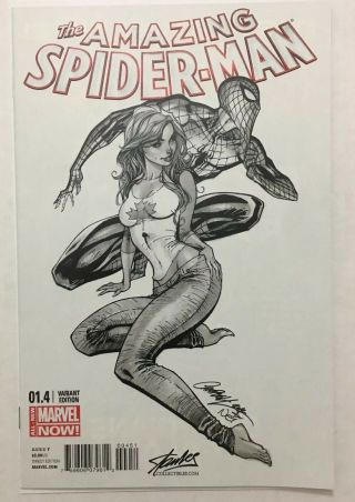 Spider - Man 1.  4 Fan Expo J Scott Campbell B&w Variant Comic Book