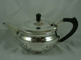 Smart Art Deco Solid Silver Tea Pot,  1933,  477gm