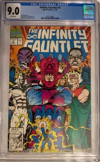 Infinity Gauntlet 5 - Cgc 9.  0 Vf/ Nm (1991) Marvel - Thanos Perez & Starlin