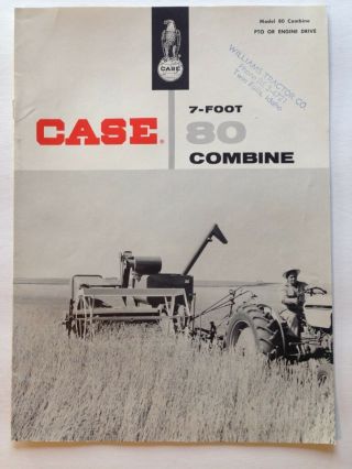 Vintage Case Model 80 Combine Brochure 7 Foot Harvester Pto Or Engine Drive