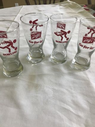Vintage.  Rare.  Schlitz Beer.  ”go For It”.  Bowling Glasses (4) Milwaukee