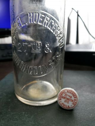 Philadelphia Pa/noerpel,  Hoerger&co/ Blob Top Bottle/ Matching Porcelain Stopper