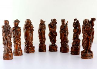 Collect Old Boxwood Hand - Carved Exorcism Eight Immortals Crossing The Sea Statue 2