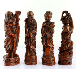 Collect Old Boxwood Hand - Carved Exorcism Eight Immortals Crossing The Sea Statue 5