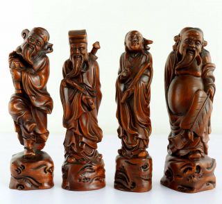 Collect Old Boxwood Hand - Carved Exorcism Eight Immortals Crossing The Sea Statue 6
