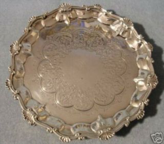 Victorian Silver Salver,  London 1860 By Daniel & Charles Houle 315g Sterling