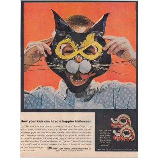 1961 3m Scotch Brand Tape: Have A Happier Halloween Vintage Print Ad