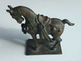 Chinese Tang Dynasty Bronze Cast Iron War Horse Statue Vintage Antique Figure