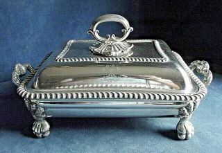 Large 14 " Crested Silver Plated Serving Dish On Stand Dd1846