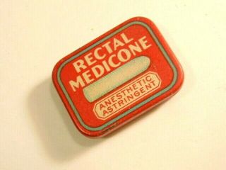 Vintage Rectal Medicone Anesthetic Astringent can - with old suppository 5