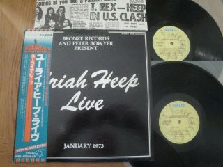 Uriah Heep - Live - Top Japan 12 " 33 Double Vinyl Lp,  Obi - Bronze Wbs - 40088.  89