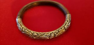 Old Chinese Silver And Bamboo Bangle Bracelet
