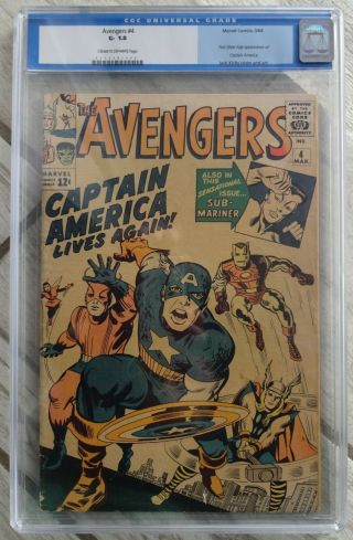 Avengers 4 Cgc 1.  8 1st Sa Captain America Presents Well Old Label,  From 1999