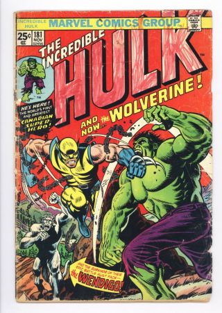 Incredible Hulk 181 Vol 1 Lower Grade 1st App Of Wolverine No Marvel Stamp
