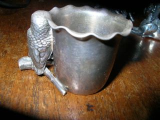 antique silver figural toothpick holder OWL leaves Hartford 2752 napkin ring 2
